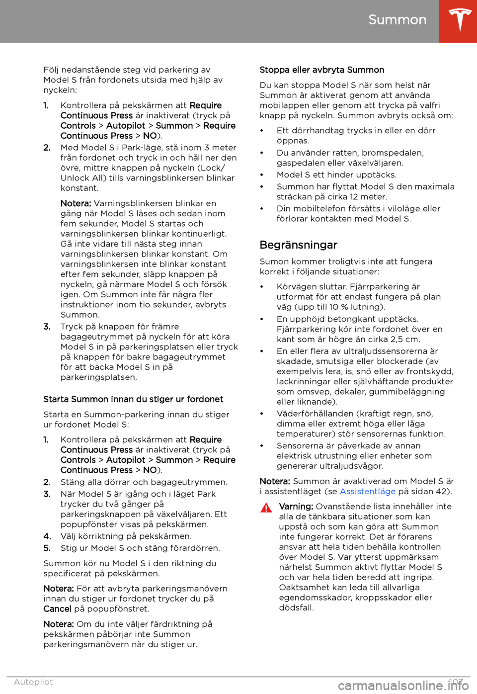TESLA MODEL S 2020 Ägarmanual (in Swedish) F TESLA MODEL S 2020 Ägarmanual (in Swedish) F