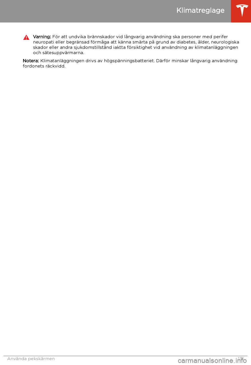 TESLA MODEL S 2020  Ägarmanual (in Swedish) Varning: F