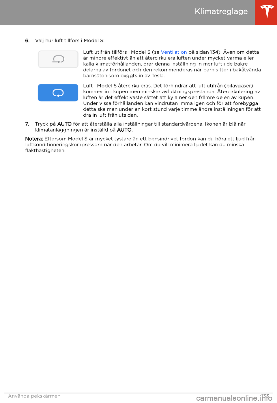 TESLA MODEL S 2020  Ägarmanual (in Swedish) 6.V