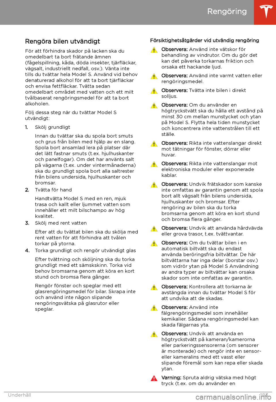 TESLA MODEL S 2020 Ägarmanual (in Swedish) Reng TESLA MODEL S 2020 Ägarmanual (in Swedish) Reng