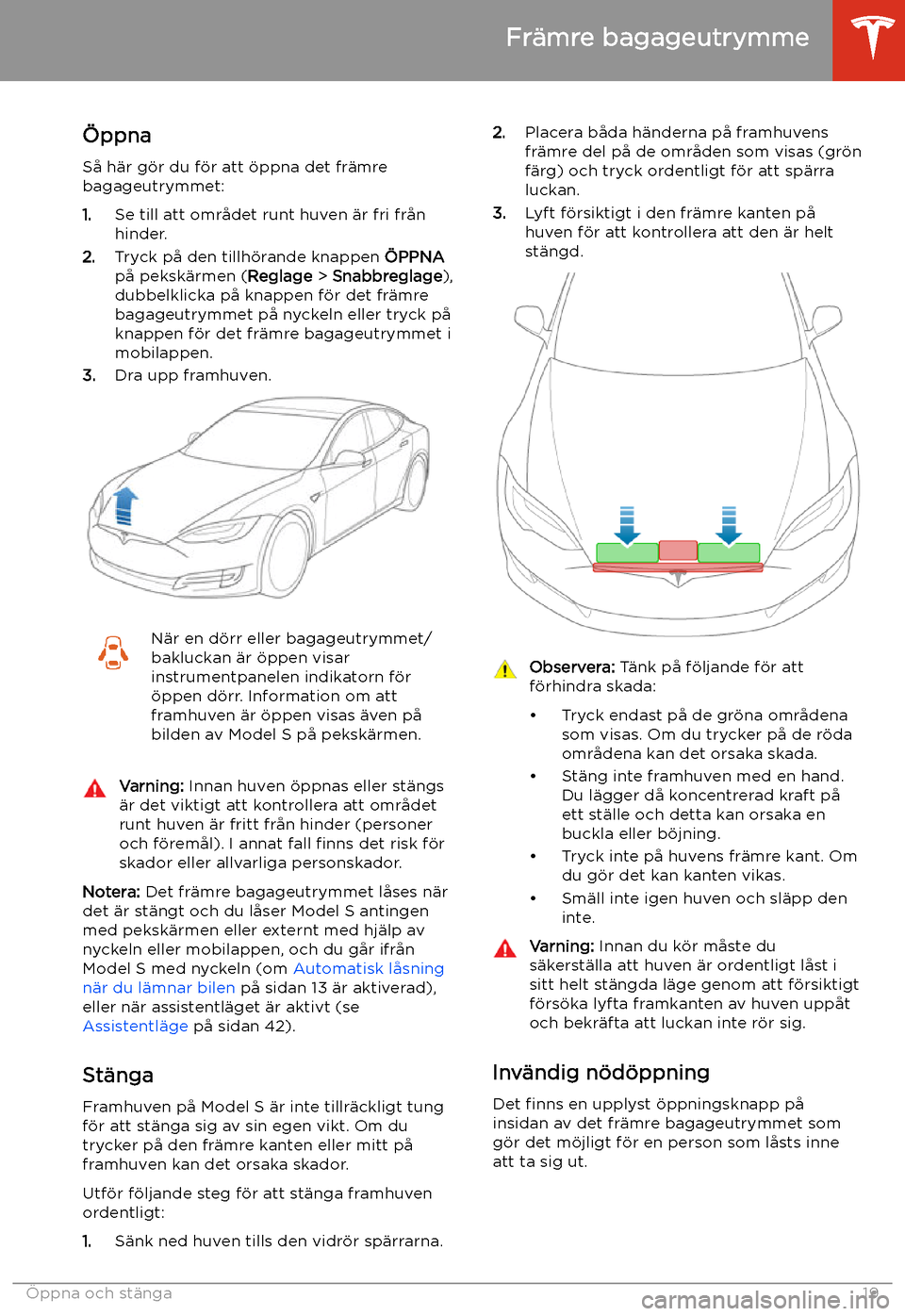 TESLA MODEL S 2020  Ägarmanual (in Swedish) Fr