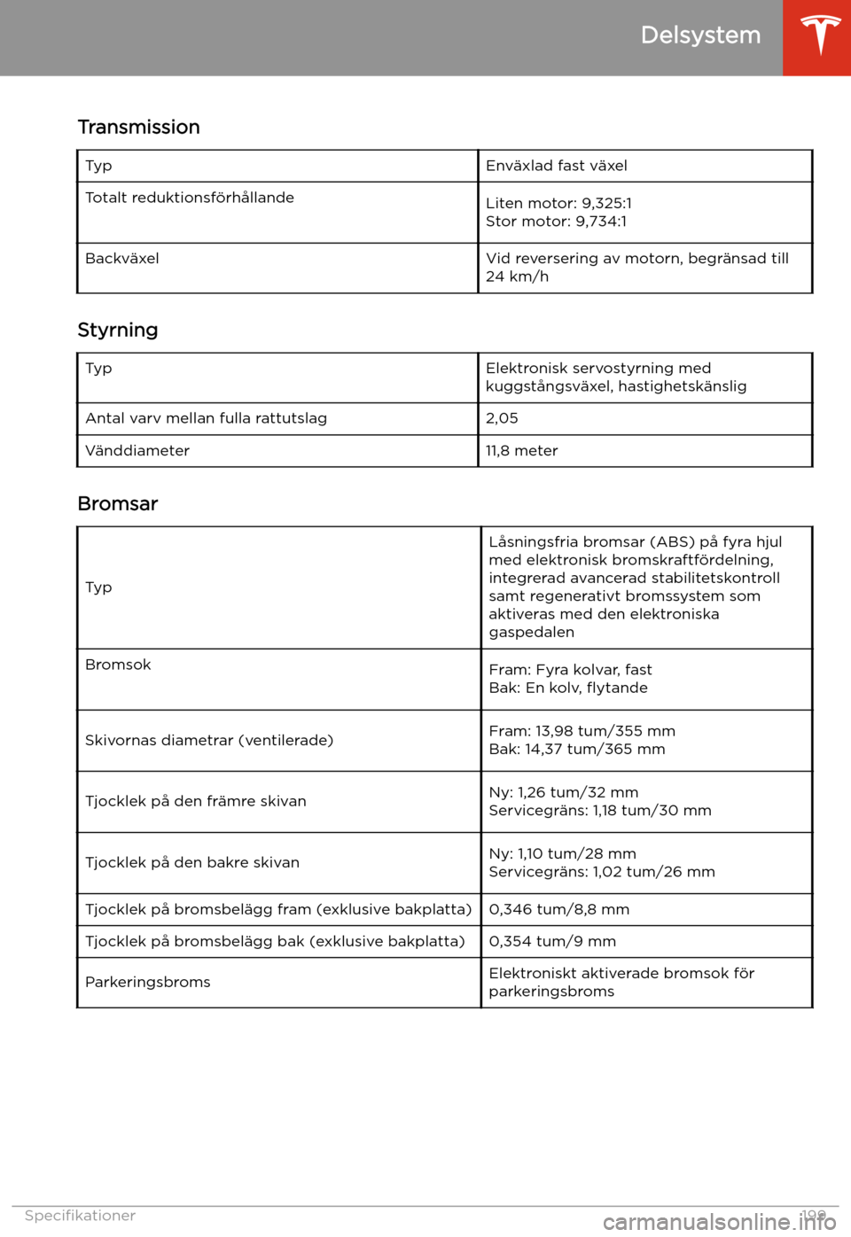 TESLA MODEL S 2020 Ägarmanual (in Swedish) TransmissionTypEnv TESLA MODEL S 2020 Ägarmanual (in Swedish) TransmissionTypEnv