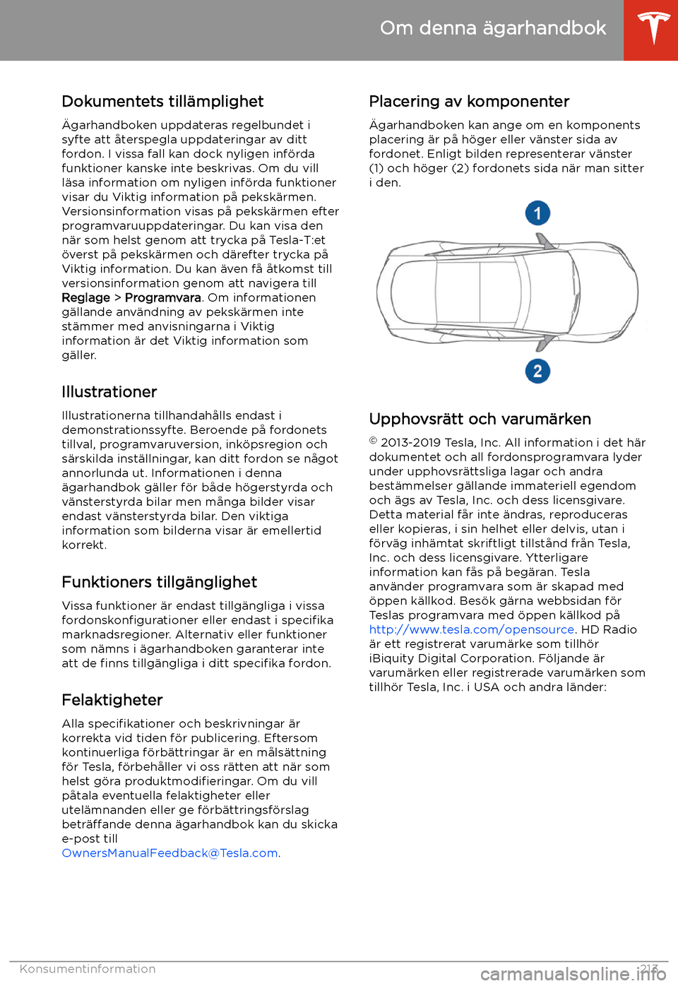 TESLA MODEL S 2020 Ägarmanual (in Swedish) Om denna TESLA MODEL S 2020 Ägarmanual (in Swedish) Om denna