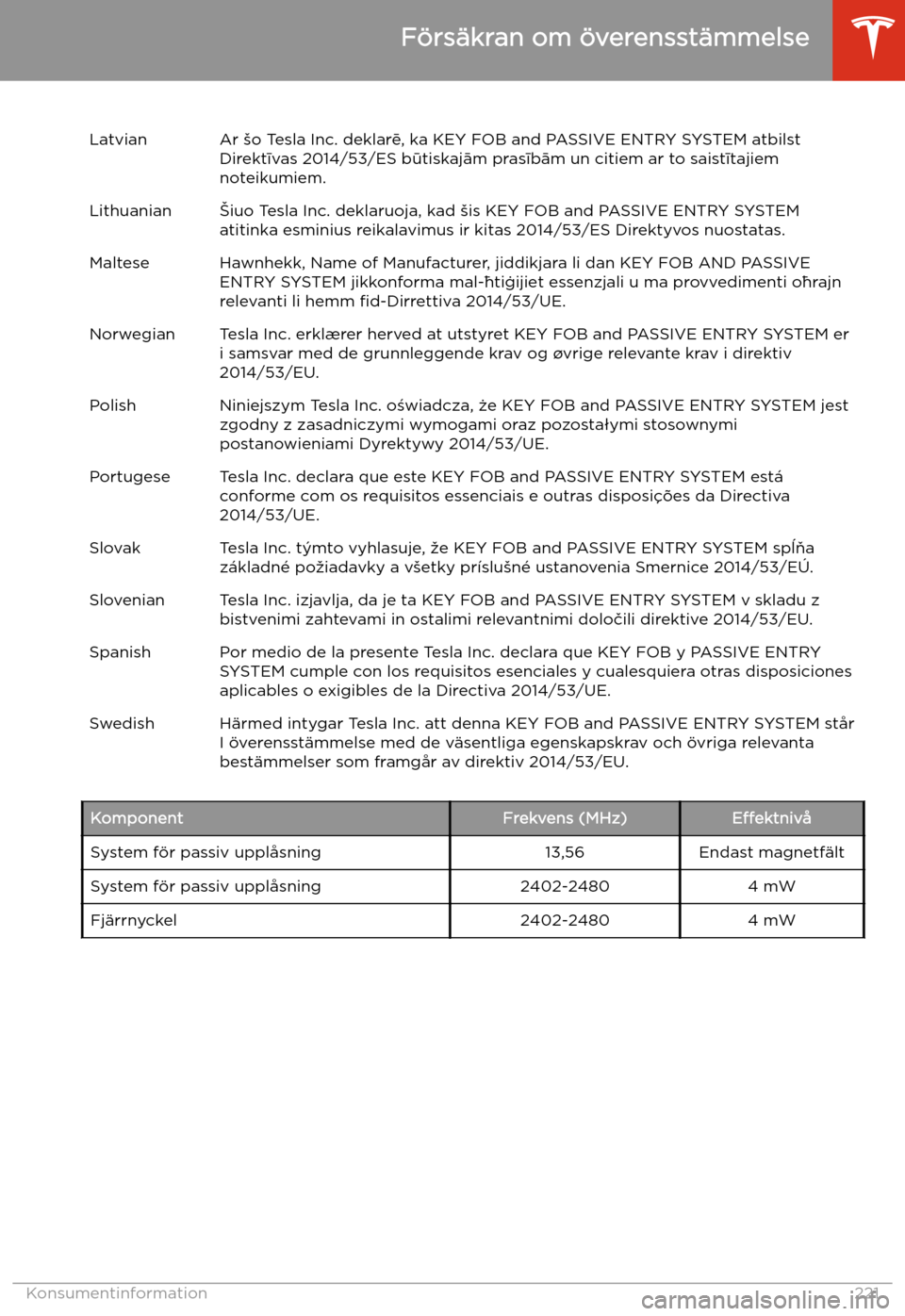 TESLA MODEL S 2020 Ägarmanual (in Swedish) LatvianAr TESLA MODEL S 2020 Ägarmanual (in Swedish) LatvianAr