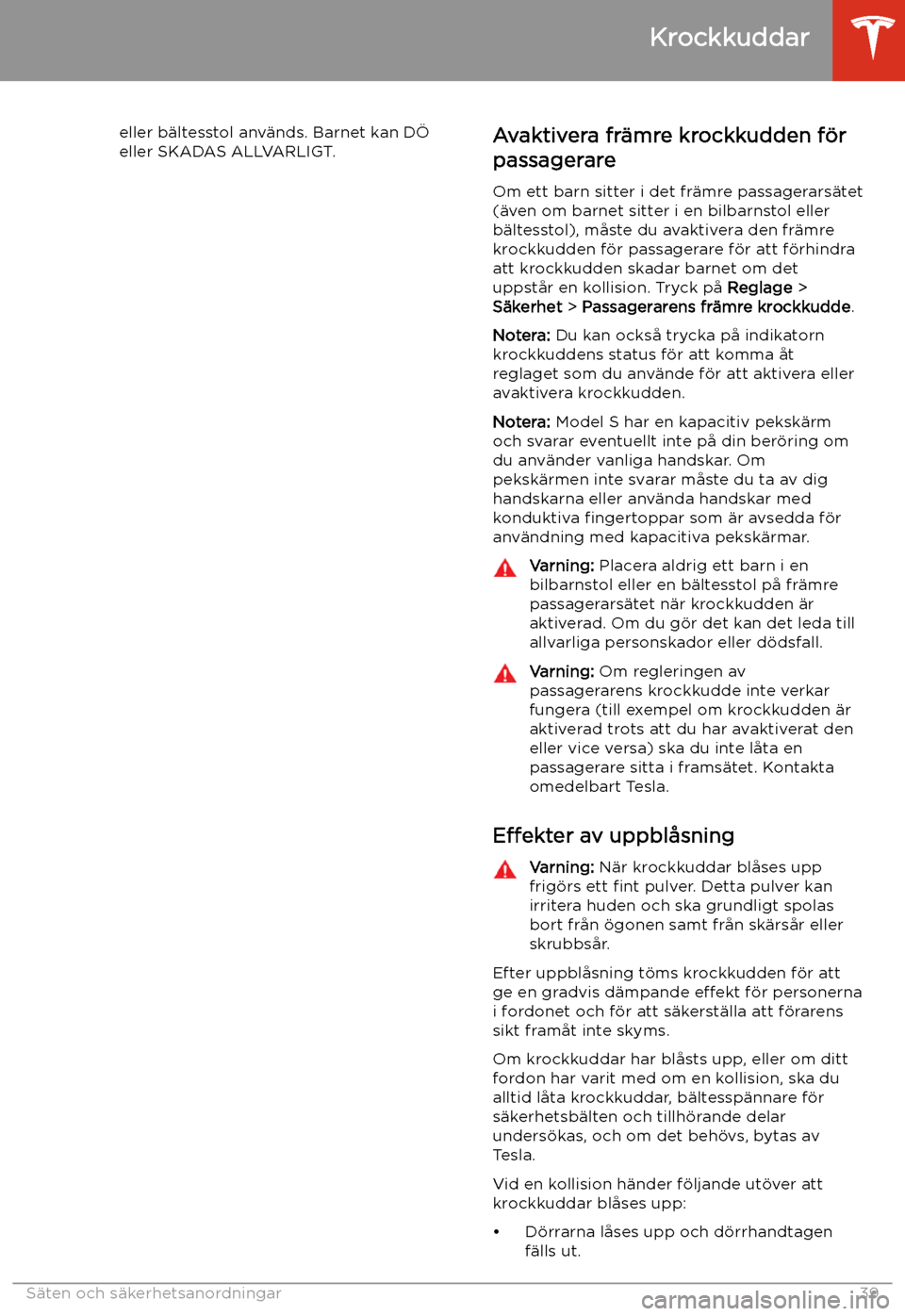 TESLA MODEL S 2020 Ägarmanual (in Swedish) eller b TESLA MODEL S 2020 Ägarmanual (in Swedish) eller b
