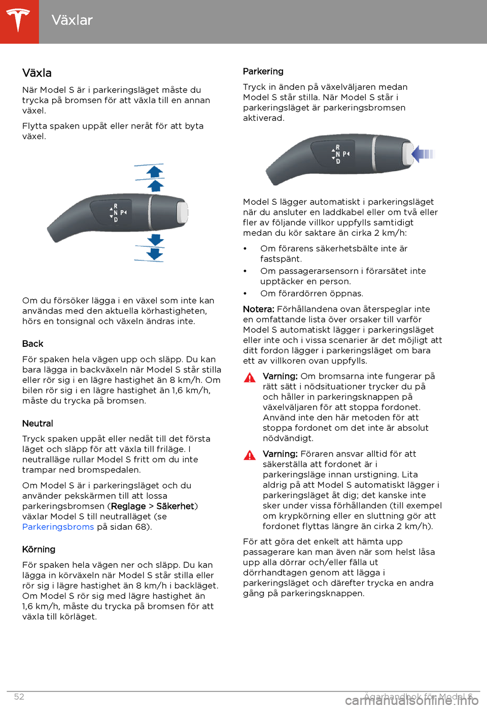 TESLA MODEL S 2020 Ägarmanual (in Swedish) V TESLA MODEL S 2020 Ägarmanual (in Swedish) V