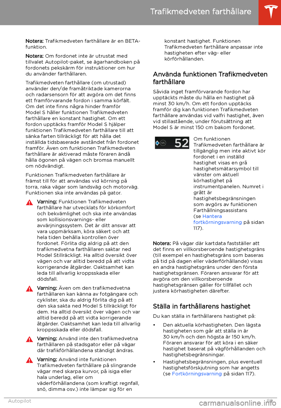 TESLA MODEL S 2020 Ägarmanual (in Swedish) Tra TESLA MODEL S 2020 Ägarmanual (in Swedish) Tra