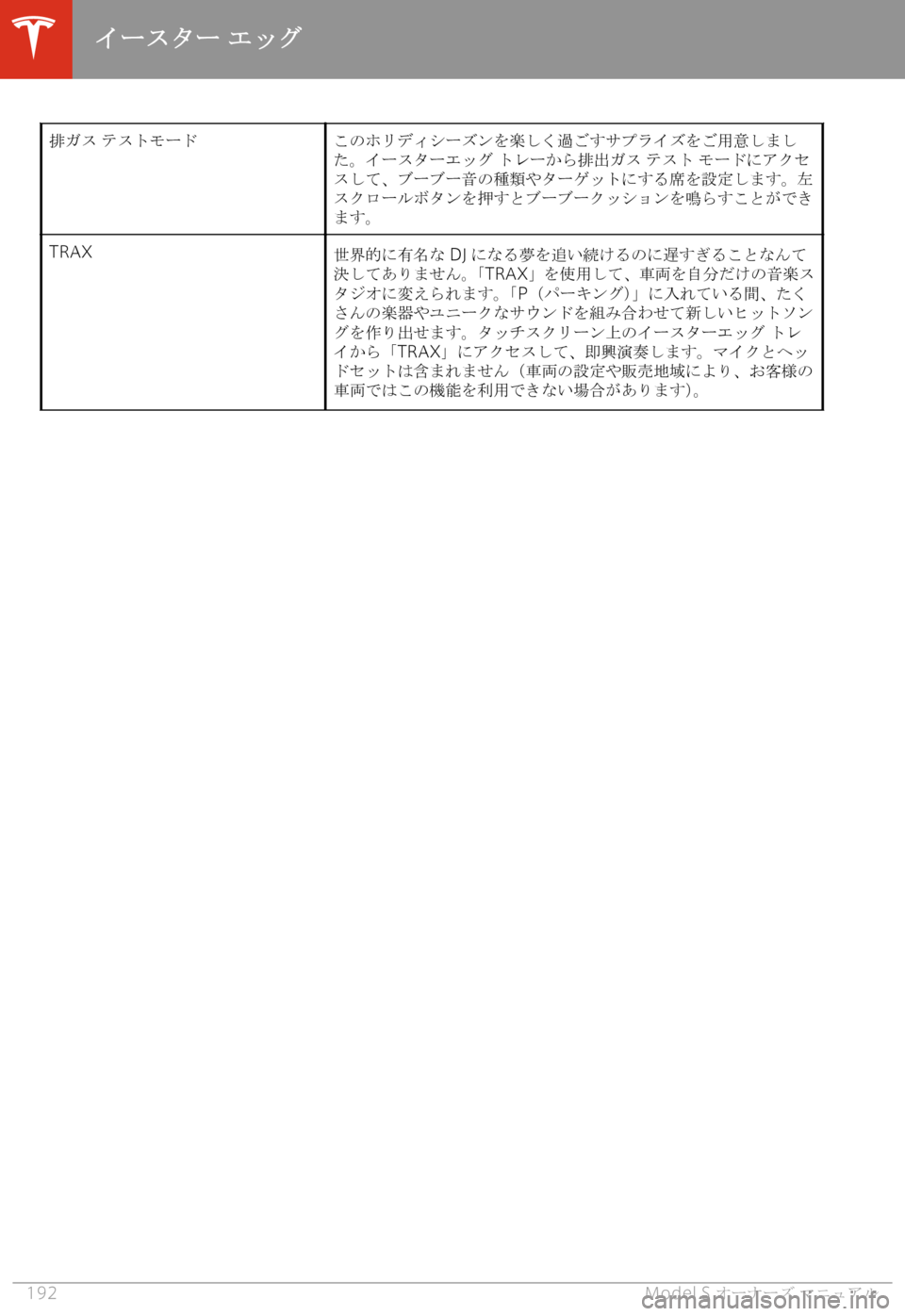 TESLA MODEL S 2020  取扱説明書 (in Japanese) <