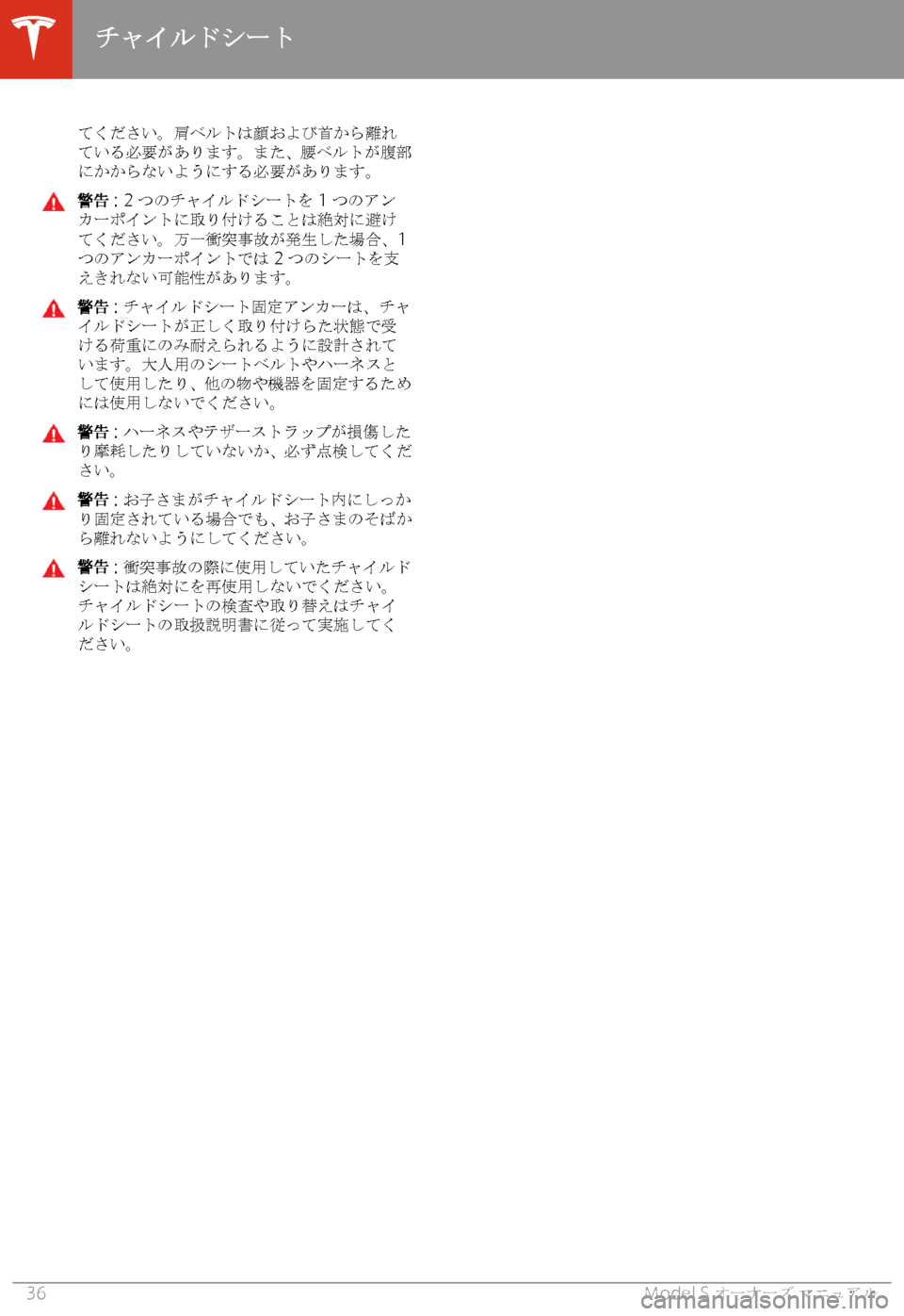 TESLA MODEL S 2020  取扱説明書 (in Japanese) ZCTI8*