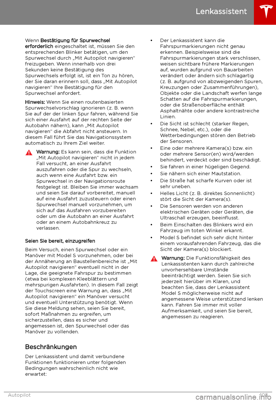 TESLA MODEL S 2019 Betriebsanleitung (in German) Wenn Best TESLA MODEL S 2019 Betriebsanleitung (in German) Wenn Best