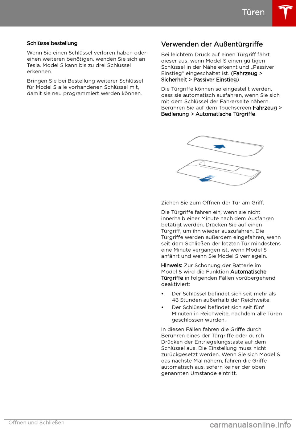 TESLA MODEL S 2019  Betriebsanleitung (in German) Schl