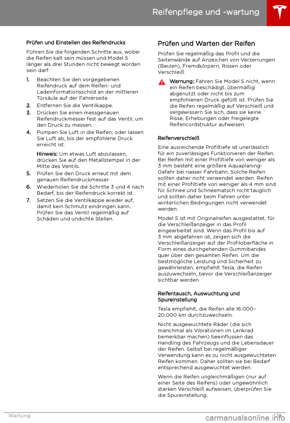 TESLA MODEL S 2019  Betriebsanleitung (in German) Pr