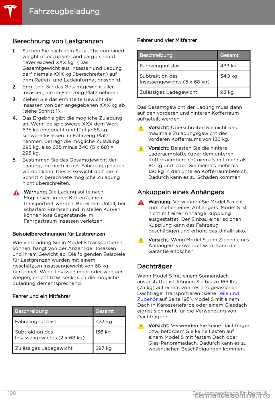 TESLA MODEL S 2019  Betriebsanleitung (in German) Berechnung von Lastgrenzen
1. Suchen Sie nach dem Satz 