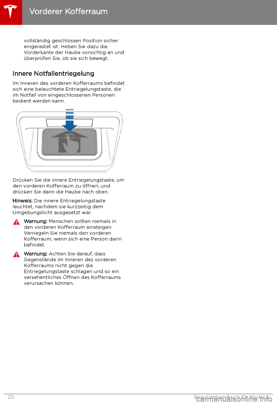 TESLA MODEL S 2019 Betriebsanleitung (in German) vollst TESLA MODEL S 2019 Betriebsanleitung (in German) vollst