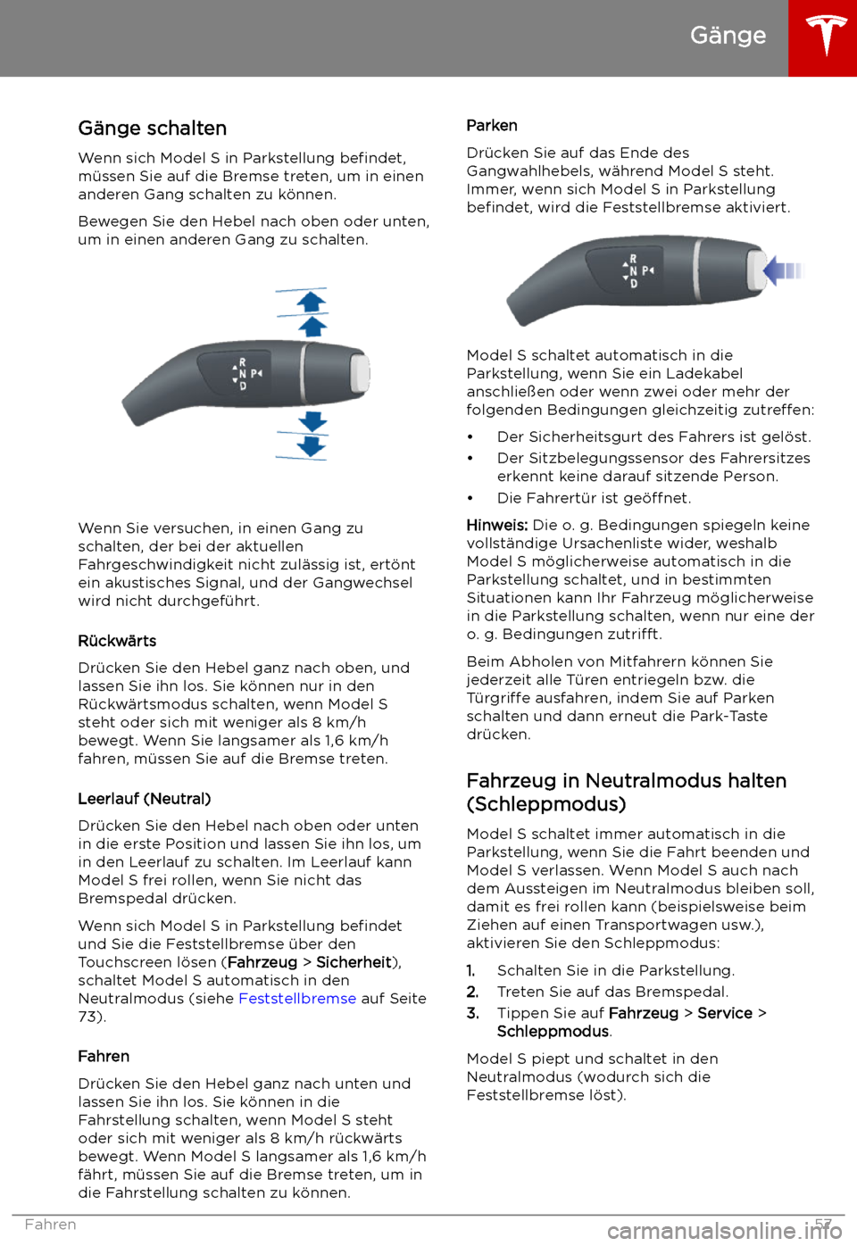 TESLA MODEL S 2019  Betriebsanleitung (in German) G