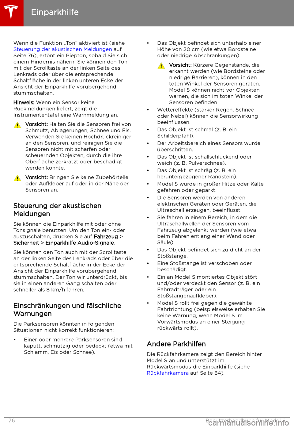 TESLA MODEL S 2019  Betriebsanleitung (in German) Wenn die Funktion 