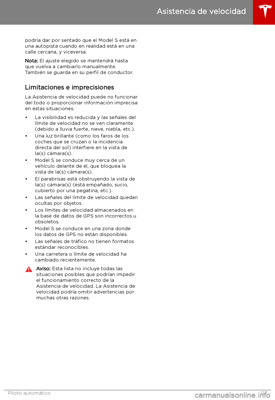 TESLA MODEL S 2019  Manual del propietario (in Spanish) podr