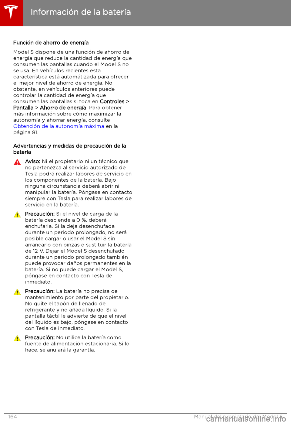 TESLA MODEL S 2019 Manual del propietario (in Spanish) Funci TESLA MODEL S 2019 Manual del propietario (in Spanish) Funci