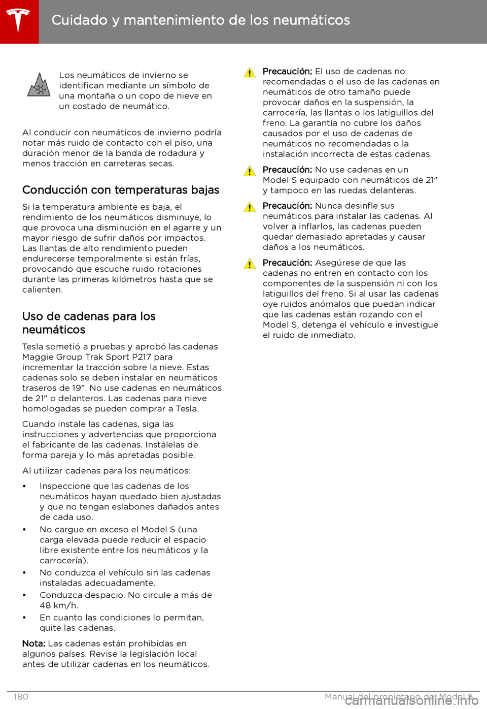 TESLA MODEL S 2019  Manual del propietario (in Spanish) Los neum