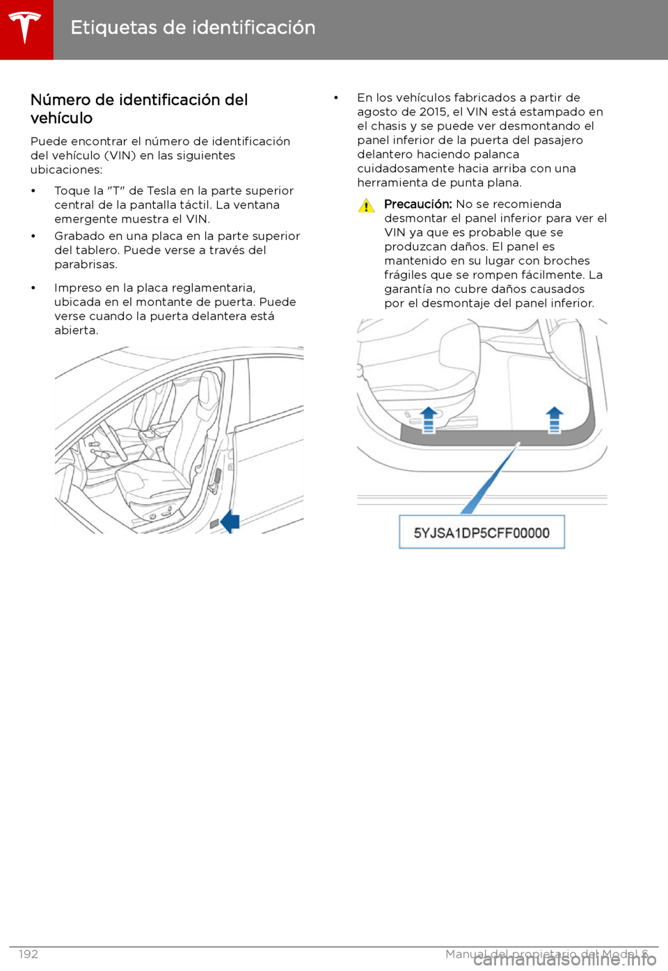 TESLA MODEL S 2019  Manual del propietario (in Spanish) Especi