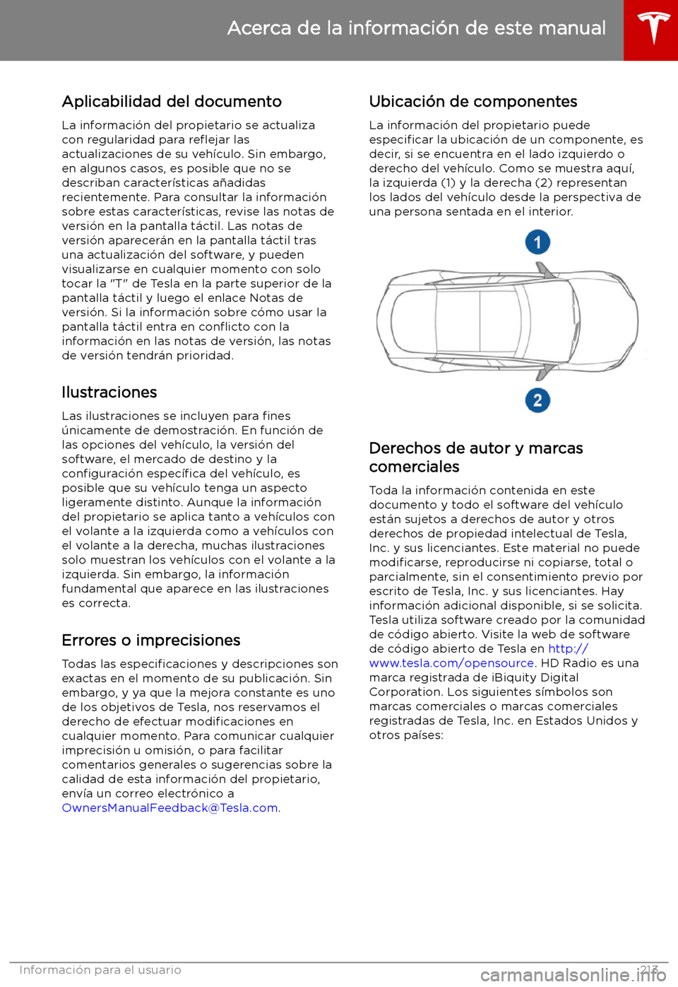 TESLA MODEL S 2019  Manual del propietario (in Spanish) Acerca de la informaci