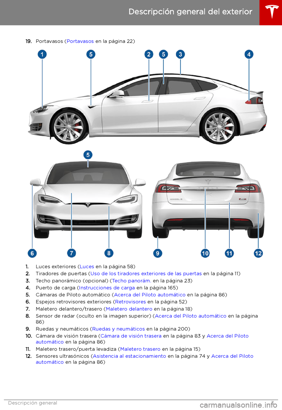 TESLA MODEL S 2019  Manual del propietario (in Spanish) 19.Portavasos ( Portavasos en la p