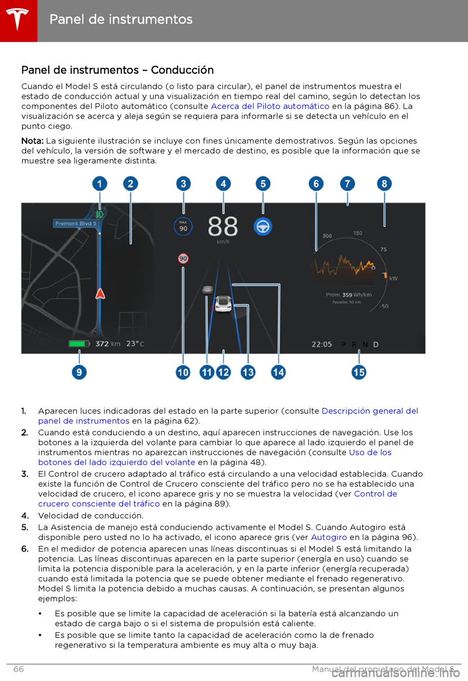 TESLA MODEL S 2019  Manual del propietario (in Spanish) Panel de instrumentos 