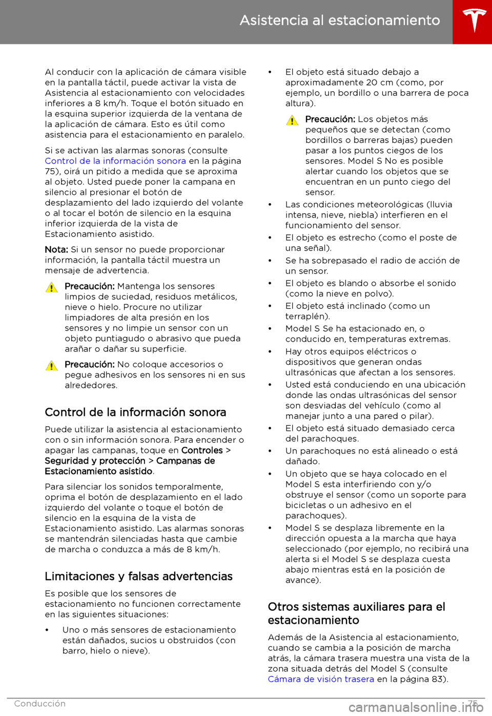 TESLA MODEL S 2019  Manual del propietario (in Spanish) Al conducir con la aplicaci