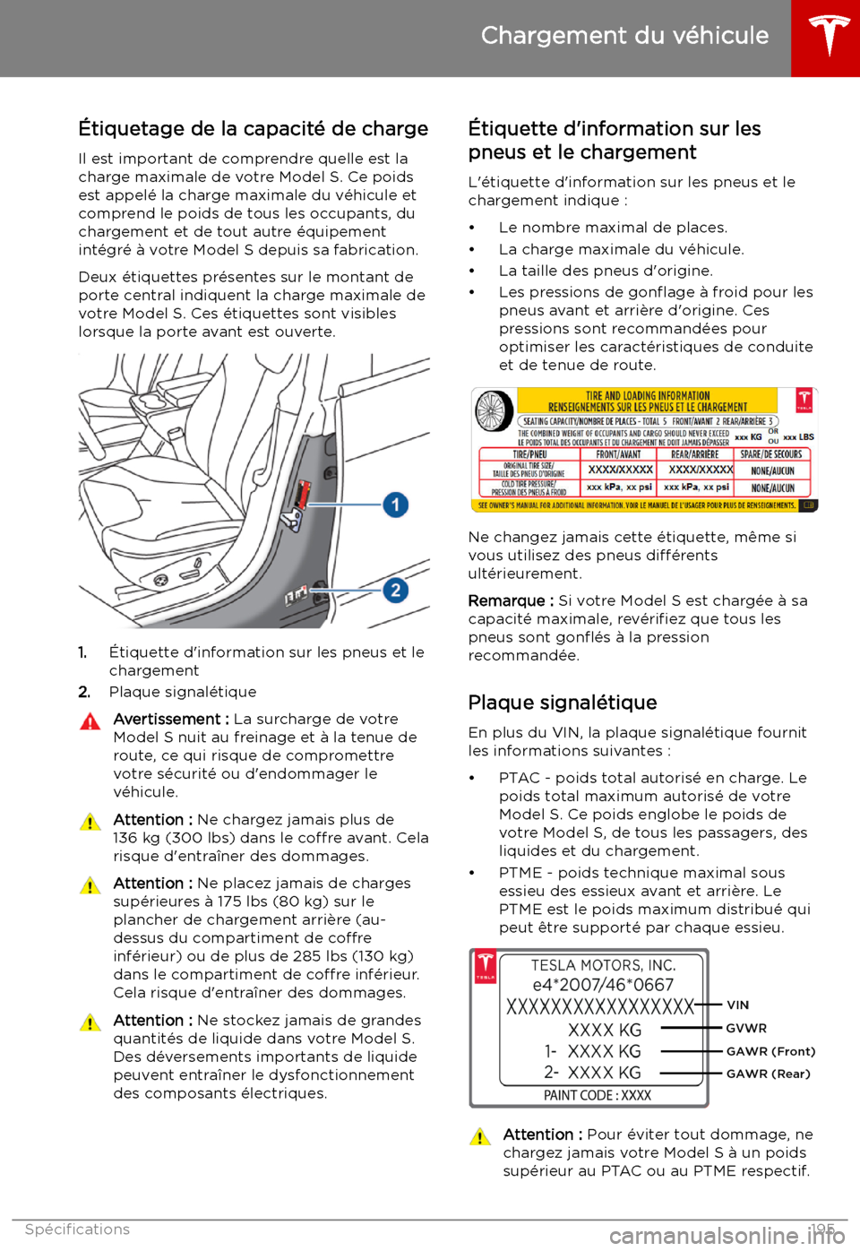 TESLA MODEL S 2019 Manuel du propriétaire (in French) Chargement du v TESLA MODEL S 2019 Manuel du propriétaire (in French) Chargement du v