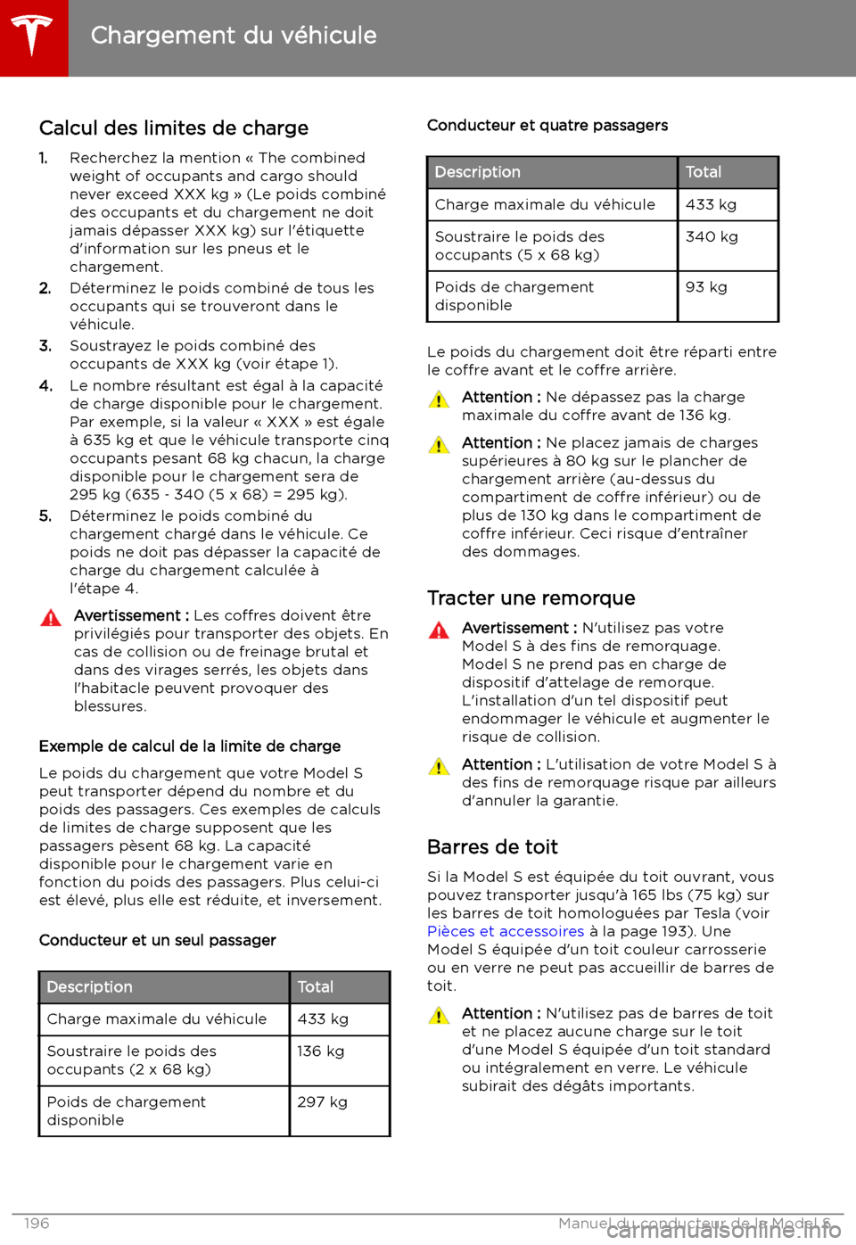 TESLA MODEL S 2019 Manuel du propriétaire (in French) Calcul des limites de charge1. Recherchez la mention TESLA MODEL S 2019 Manuel du propriétaire (in French) Calcul des limites de charge1. Recherchez la mention