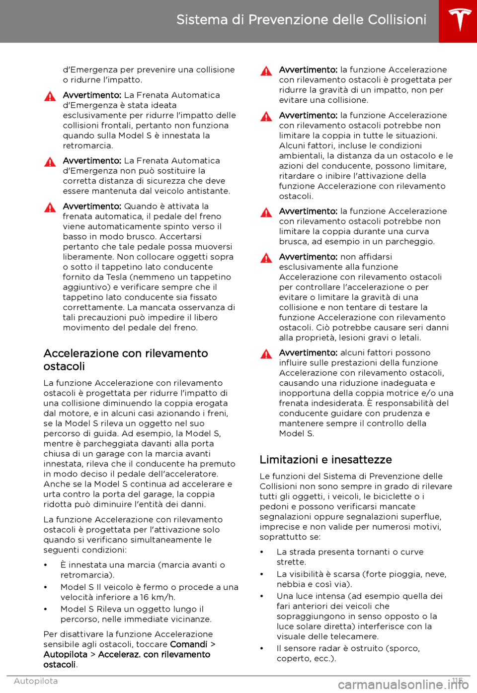 TESLA MODEL S 2019 Manuale del proprietario (in Italian) d TESLA MODEL S 2019 Manuale del proprietario (in Italian) d