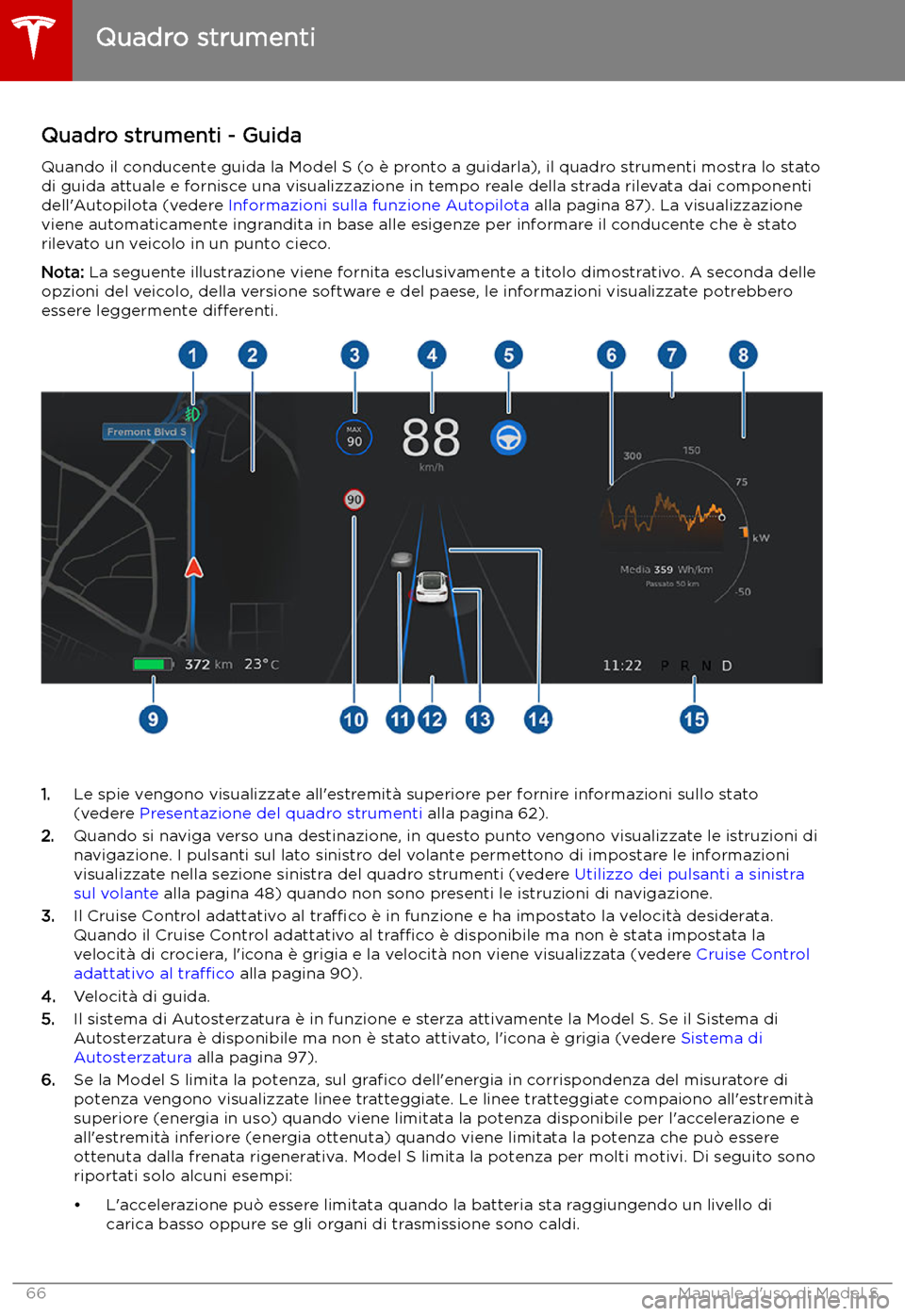 TESLA MODEL S 2019 Manuale del proprietario (in Italian) Quadro strumenti - Guida
Quando il conducente guida la Model S (o TESLA MODEL S 2019 Manuale del proprietario (in Italian) Quadro strumenti - Guida
Quando il conducente guida la Model S (o