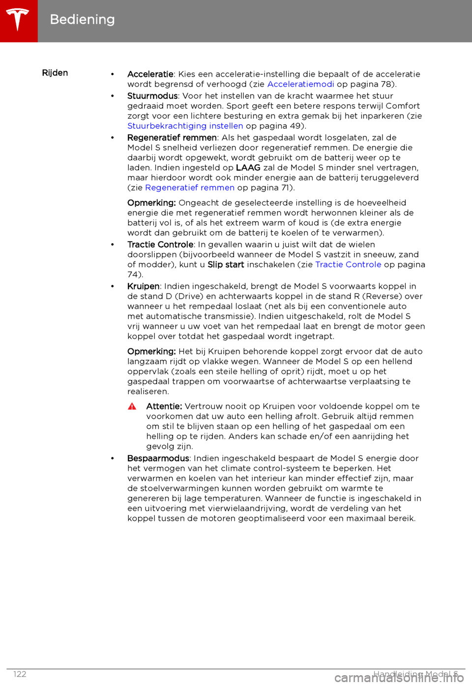 TESLA MODEL S 2019  Handleiding (in Dutch) Rijden