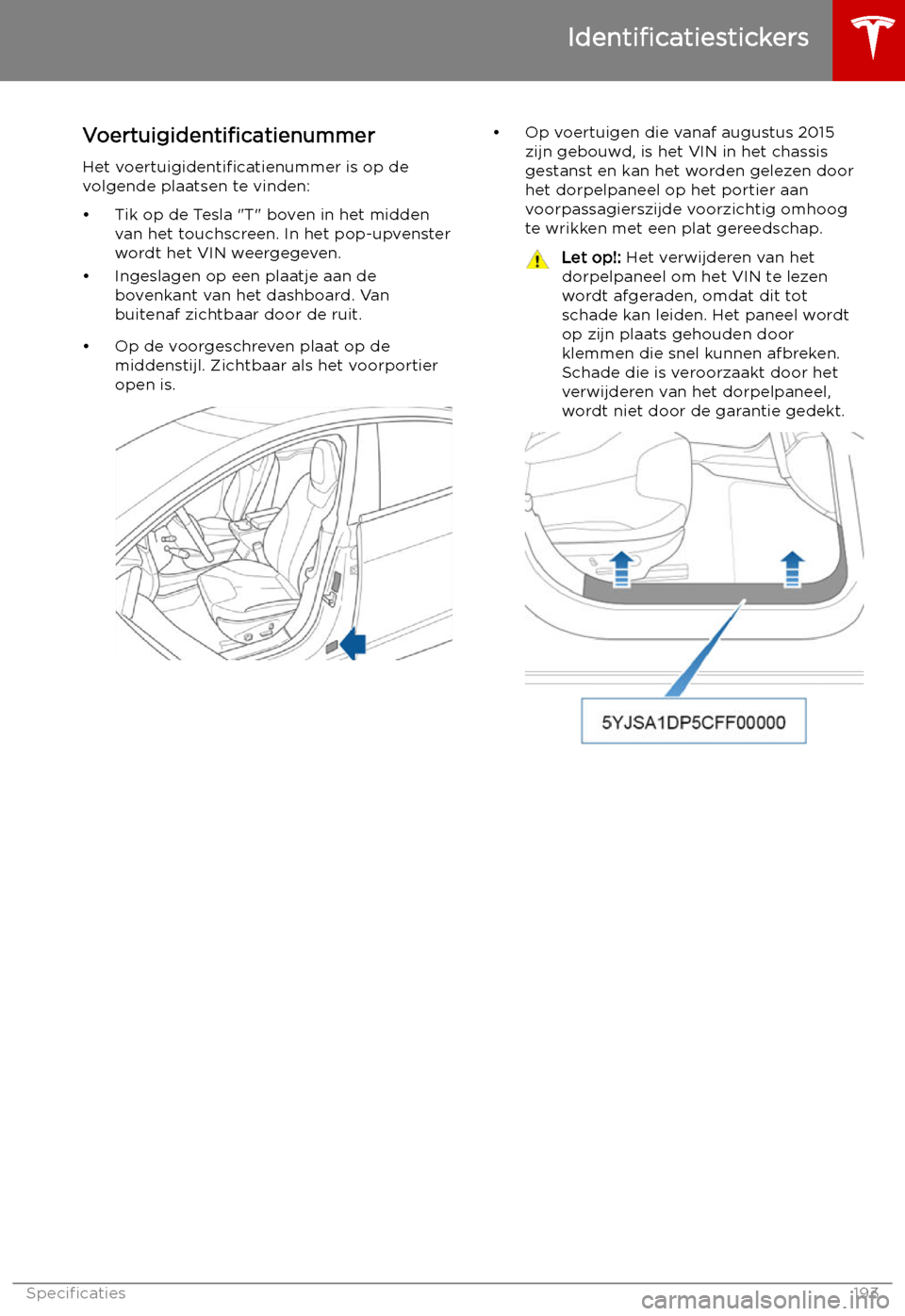 TESLA MODEL S 2019  Handleiding (in Dutch) Speci
