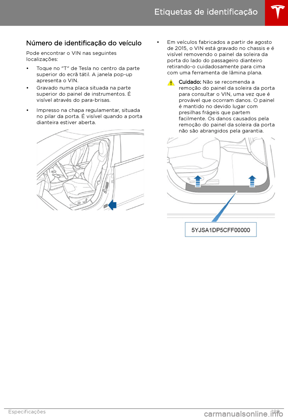 TESLA MODEL S 2019 Manual do proprietário (in Portuguese) Especi TESLA MODEL S 2019 Manual do proprietário (in Portuguese) Especi