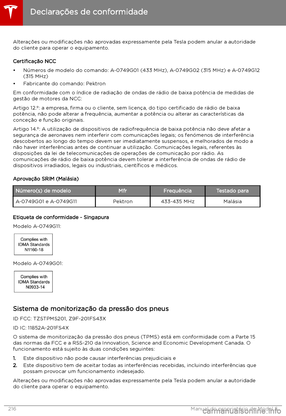 TESLA MODEL S 2019 Manual do proprietário (in Portuguese) Altera TESLA MODEL S 2019 Manual do proprietário (in Portuguese) Altera
