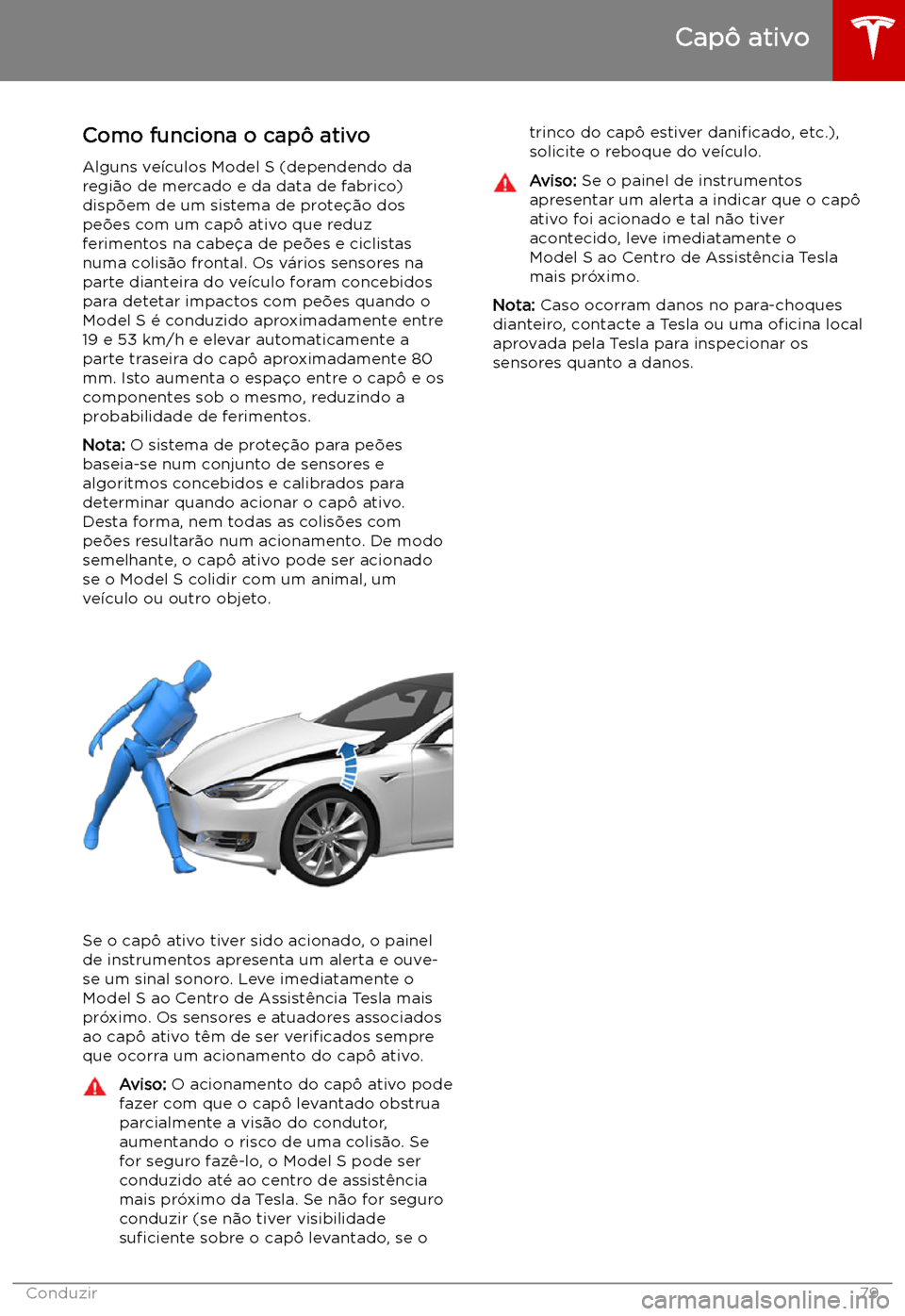 TESLA MODEL S 2019 Manual do proprietário (in Portuguese) Cap TESLA MODEL S 2019 Manual do proprietário (in Portuguese) Cap