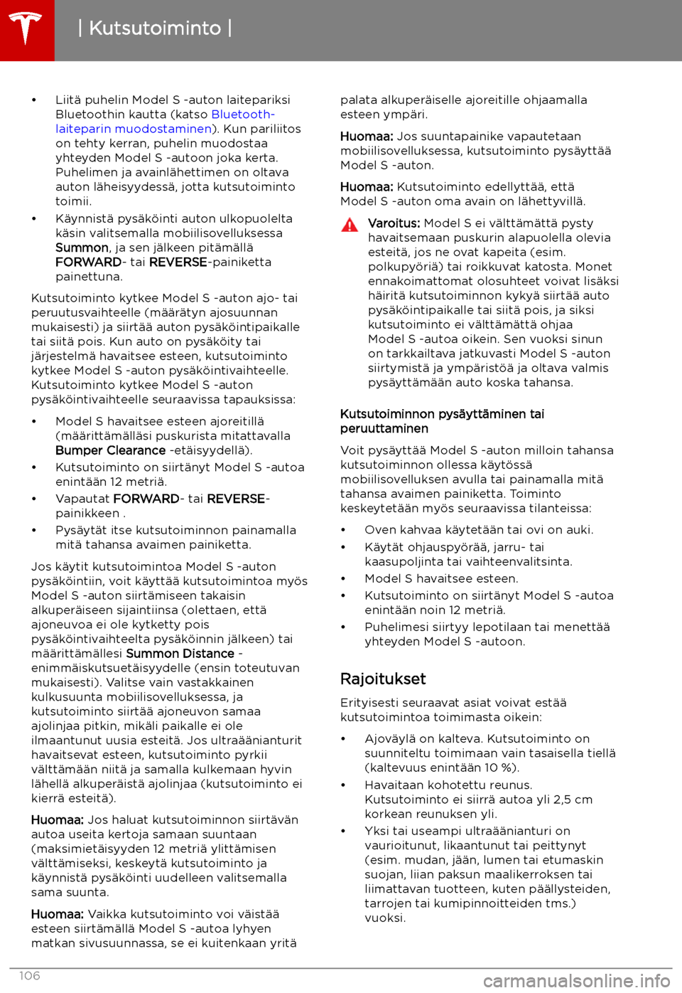 TESLA MODEL S 2019  Omistajan käsikirja (in Finnish) 