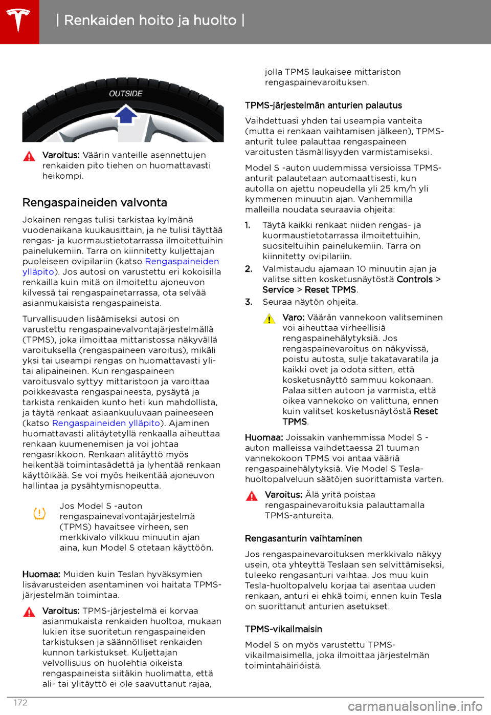 TESLA MODEL S 2019  Omistajan käsikirja (in Finnish) Varoitus: V