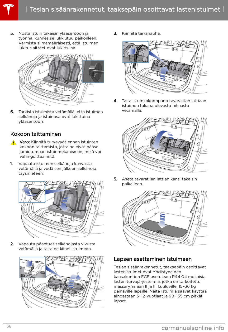 TESLA MODEL S 2019  Omistajan käsikirja (in Finnish) 5.Nosta istuin takaisin yl