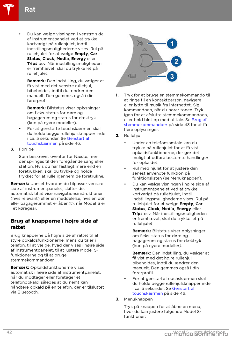 TESLA MODEL S 2018 Instruktionsbog (in Danish) TESLA MODEL S 2018 Instruktionsbog (in Danish)