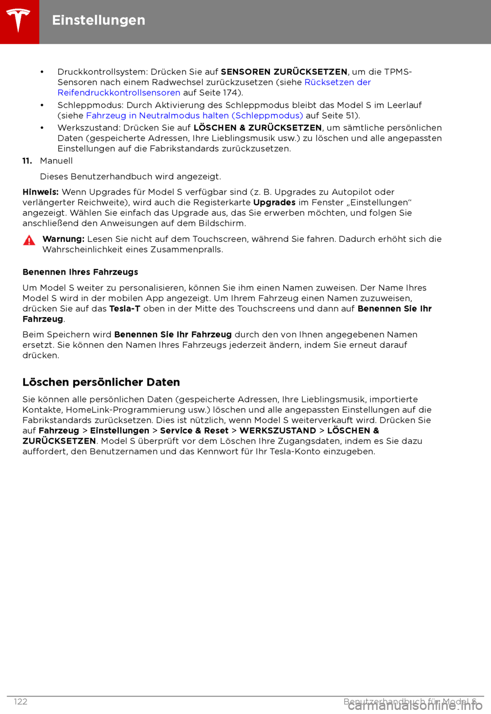 TESLA MODEL S 2018 Betriebsanleitung (in German) TESLA MODEL S 2018 Betriebsanleitung (in German)