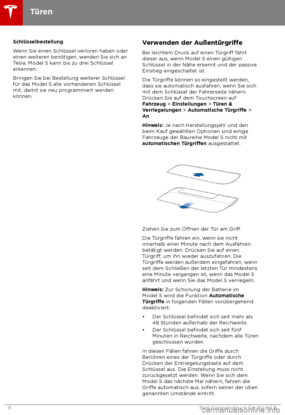 TESLA MODEL S 2018  Betriebsanleitung (in German) Schl