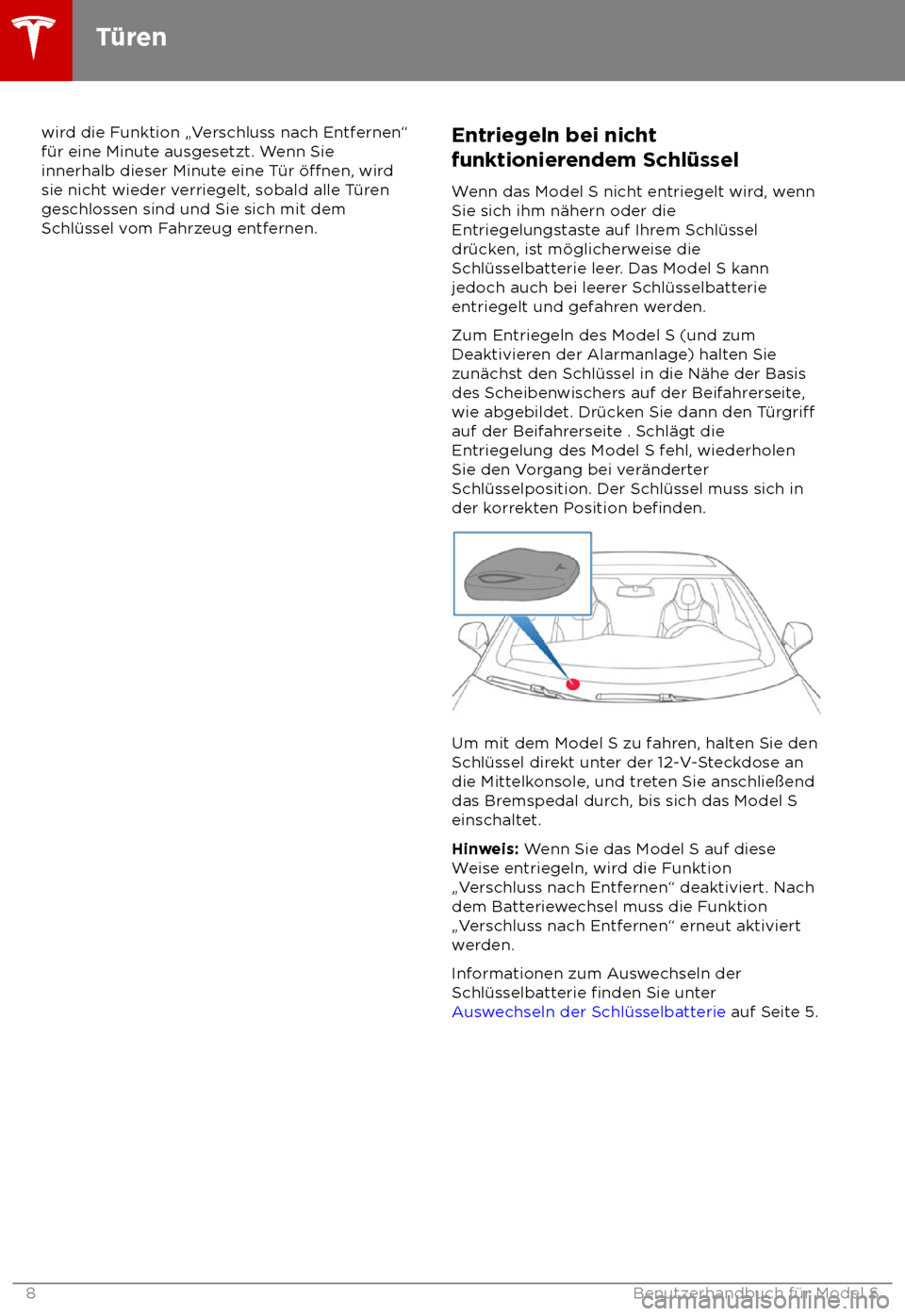 TESLA MODEL S 2018  Betriebsanleitung (in German) wird die Funktion 