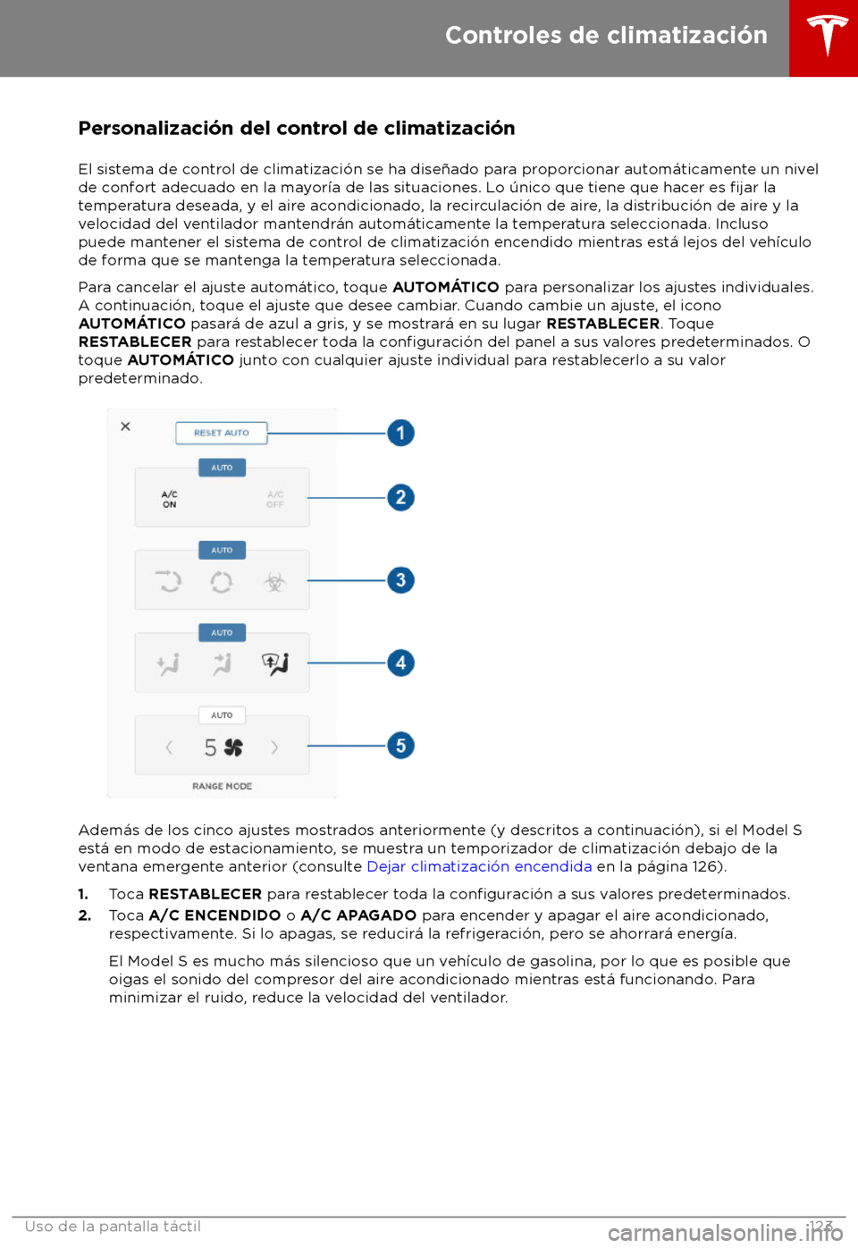TESLA MODEL S 2018 Manual del propietario (in Spanish) Personalizaci TESLA MODEL S 2018 Manual del propietario (in Spanish) Personalizaci