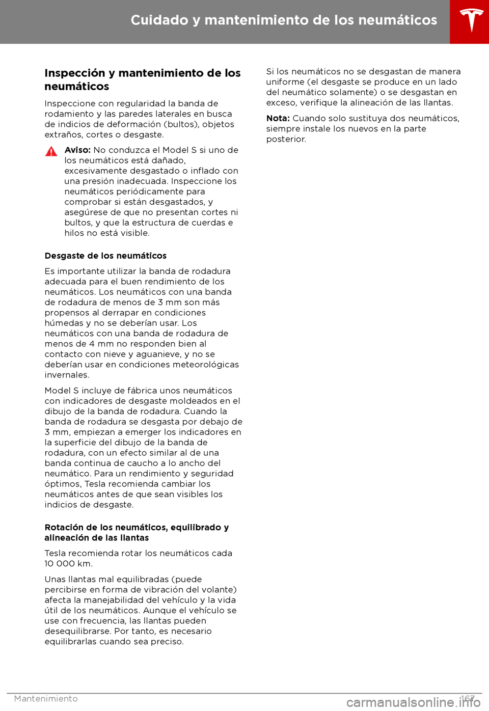 TESLA MODEL S 2018 Manual del propietario (in Spanish) Inspecci TESLA MODEL S 2018 Manual del propietario (in Spanish) Inspecci