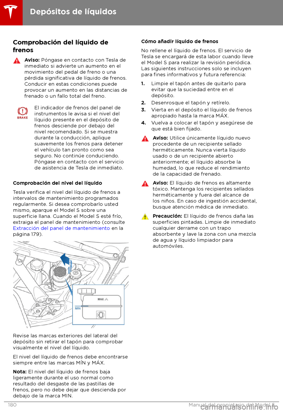 TESLA MODEL S 2018 Manual del propietario (in Spanish) Comprobaci TESLA MODEL S 2018 Manual del propietario (in Spanish) Comprobaci