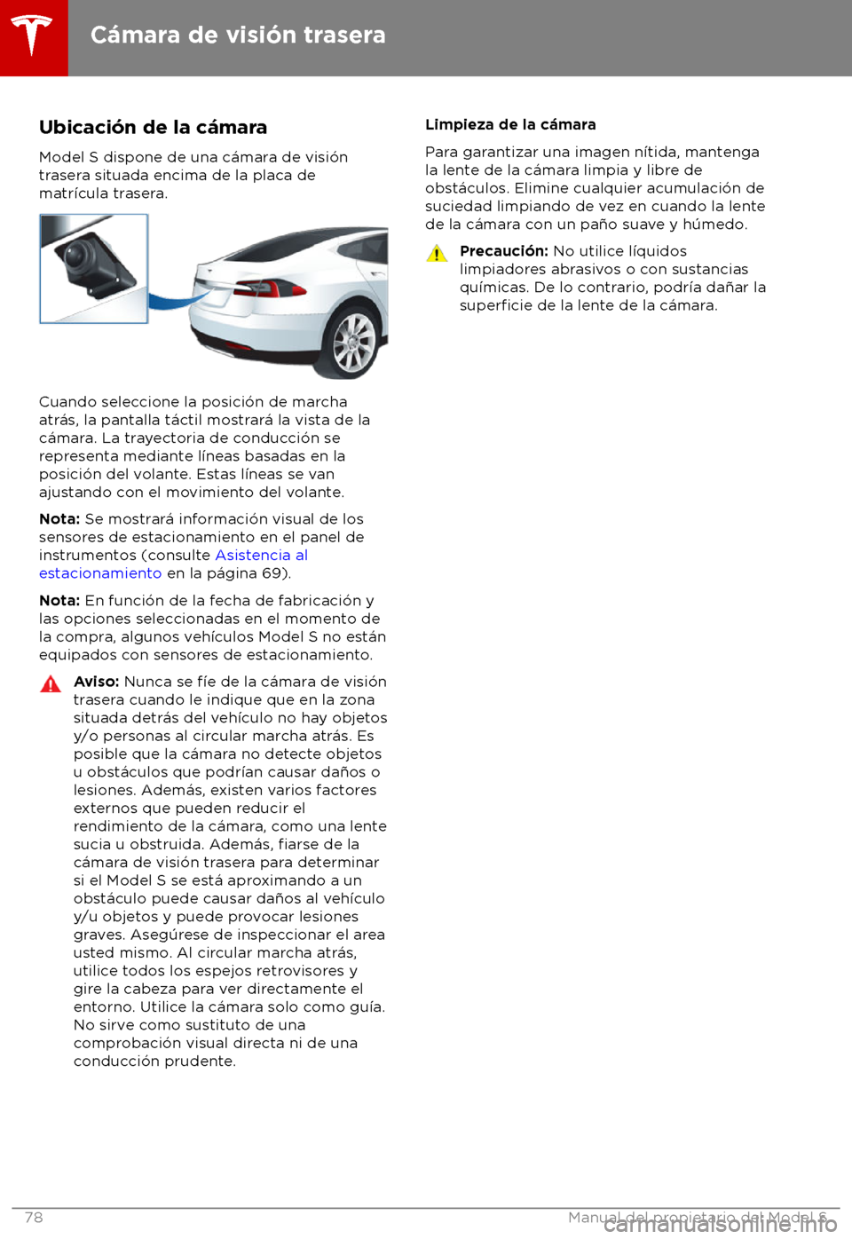 TESLA MODEL S 2018 Manual del propietario (in Spanish) Ubicaci TESLA MODEL S 2018 Manual del propietario (in Spanish) Ubicaci