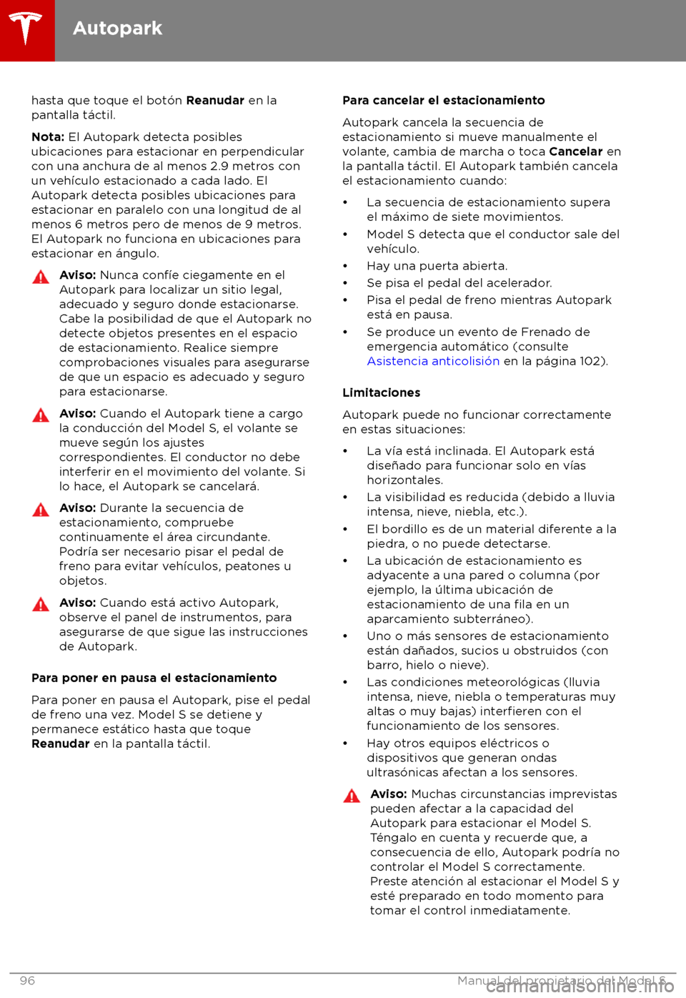 TESLA MODEL S 2018 Manual del propietario (in Spanish) hasta que toque el bot TESLA MODEL S 2018 Manual del propietario (in Spanish) hasta que toque el bot