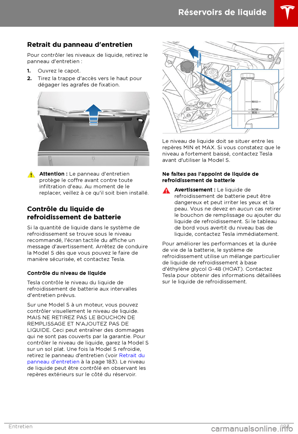 TESLA MODEL S 2018 Manuel du propriétaire (in French) Retrait du panneau d TESLA MODEL S 2018 Manuel du propriétaire (in French) Retrait du panneau d